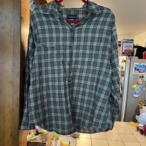 Patagonia Blue and Black Casual Button Down Shirt